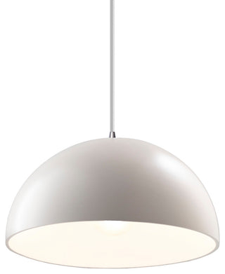 Dome 1-Light Pendant, Matte White, Polished Chrome, White Cord