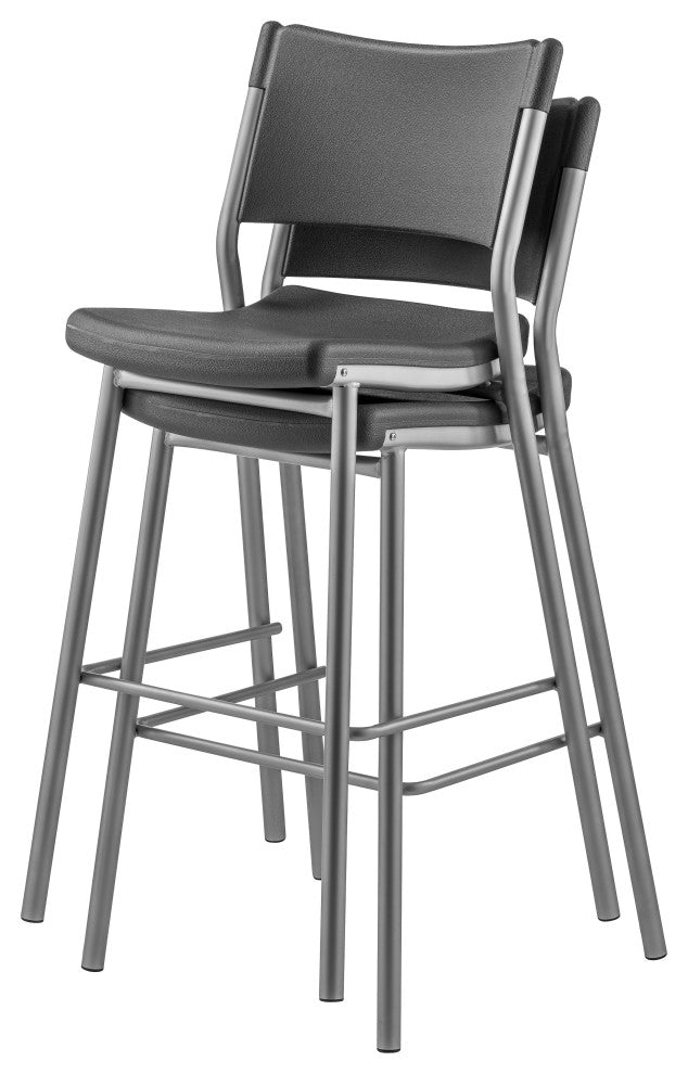 NPS Cafe Time Stool, Charcoal Slate Top and Silver Frame