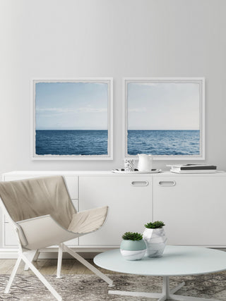 Straight Sea Horizon Diptych, 2-Piece Set, 32x32 Panels