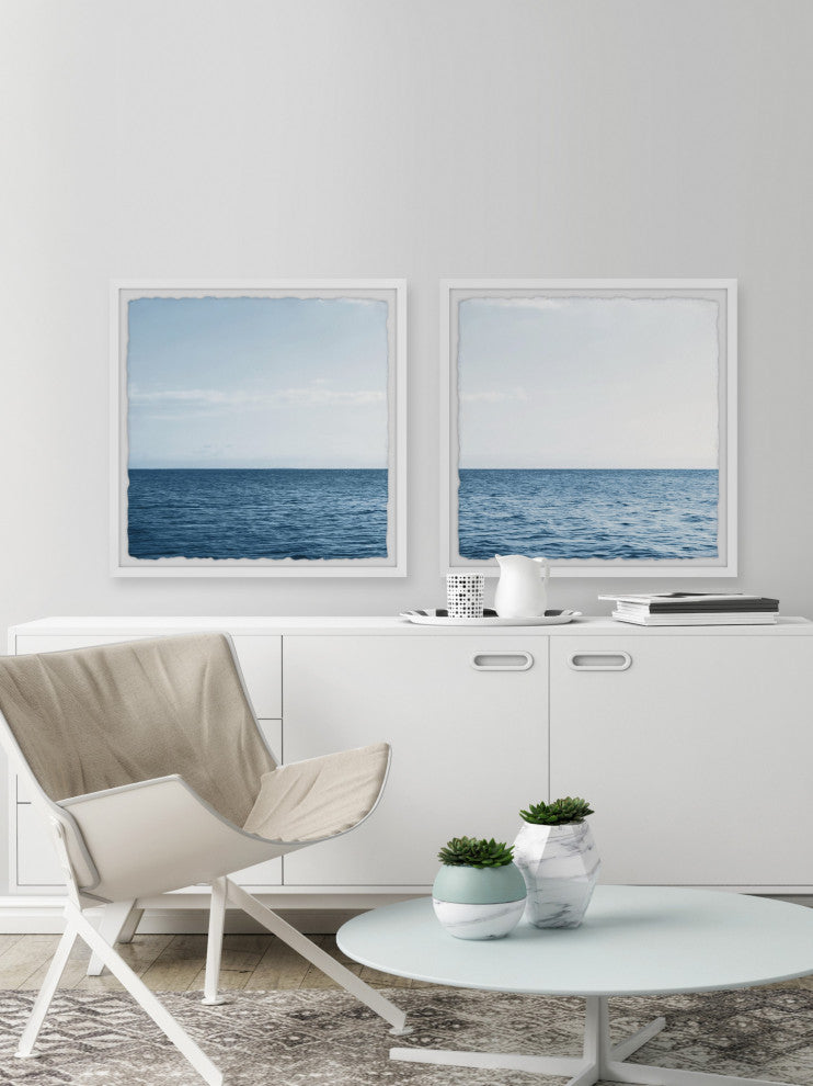Straight Sea Horizon Diptych, 2-Piece Set, 32x32 Panels