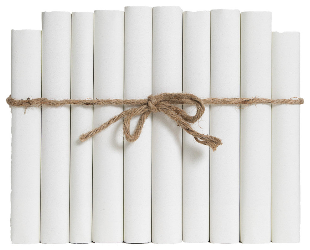 Decorative Books - Sand Paper Wrapped Book Bundle - 1 foot of Off White Books