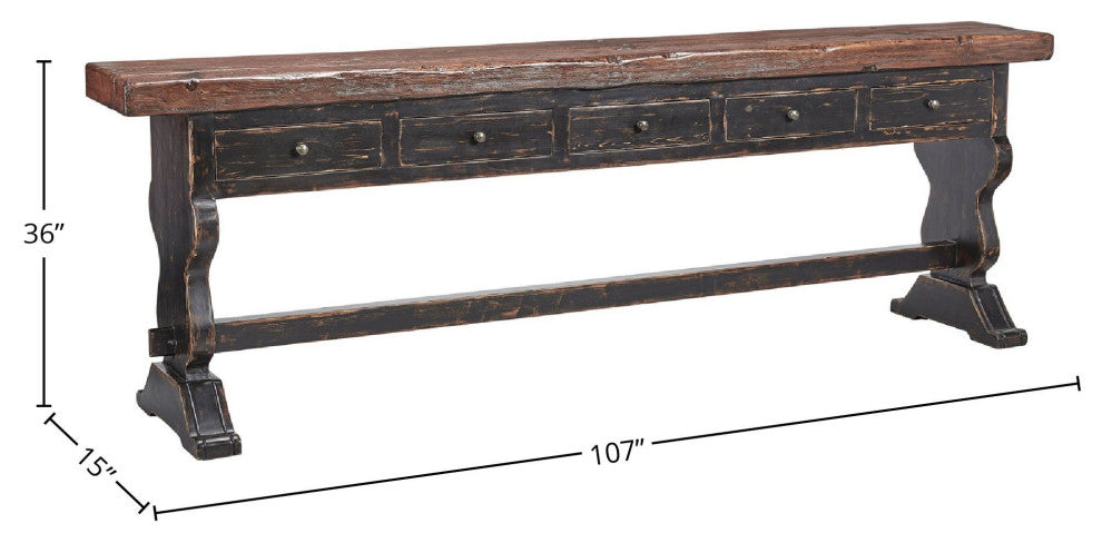 Barrett 106.5" 5-Drawer Sideboard, Distressed