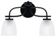 Cavella 2 Light Bath Bar In Matte Black Finish, 5" Clear Ribbed Glass