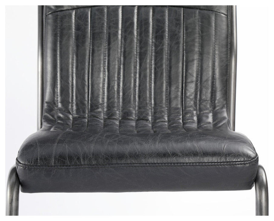 Ansel Dining Chair Onyx Black Leather, Set of 2