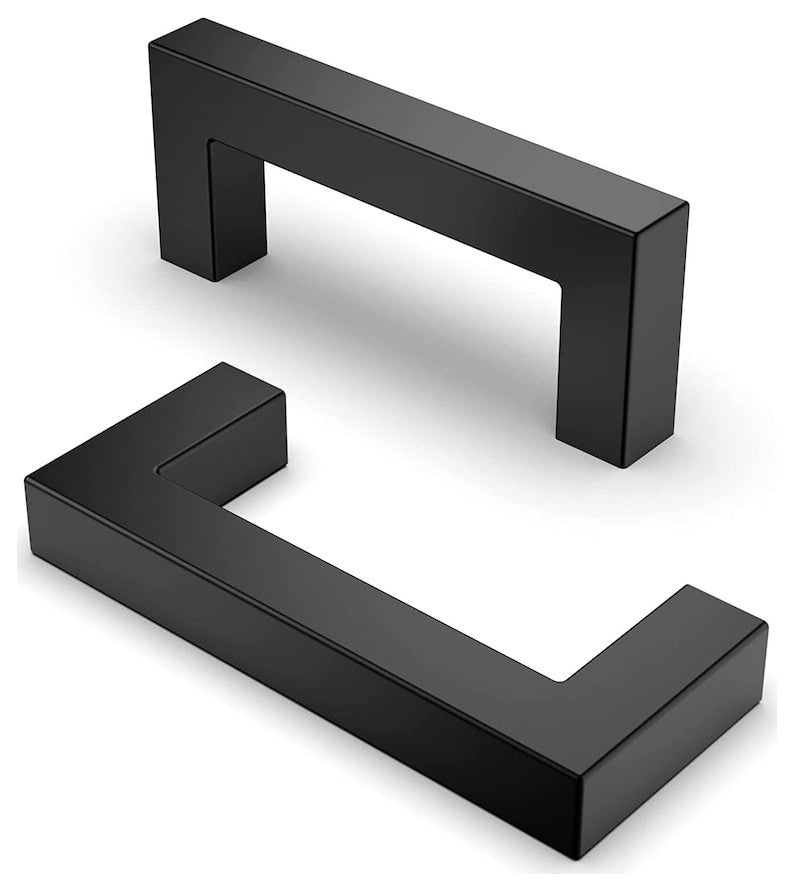 Mascot Hardware 3'' CTC Matte Black Square Cabinet Pulls - Pack of 10