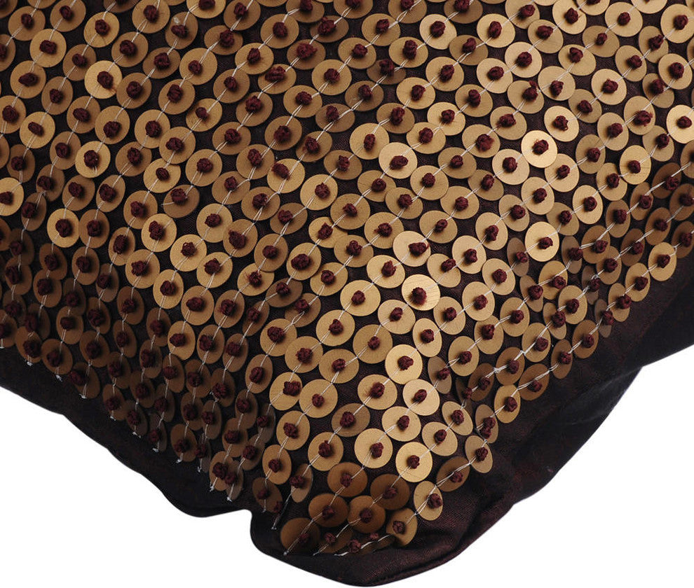 Throw Pillow Covers 24" x 24" Cushion Brown Silk Circles & Dots - Story Of Gold