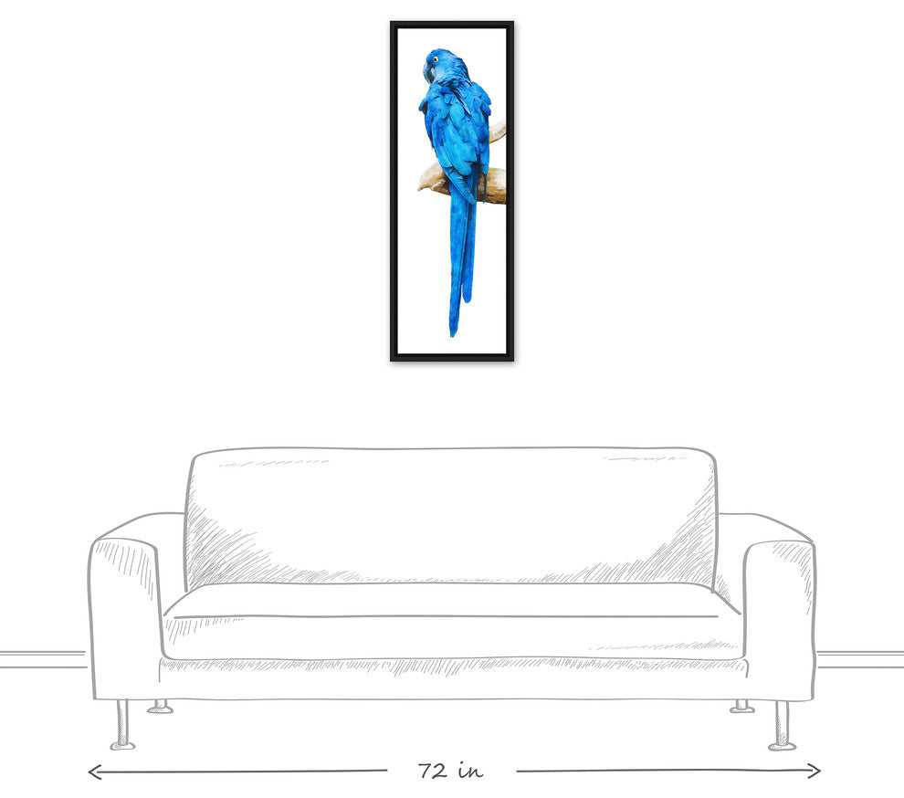 Blue Parrot 12x36 Black Floating Framed Canvas