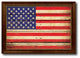 American Vintage Flag Print With Brown Gold Frame, 15"X21"