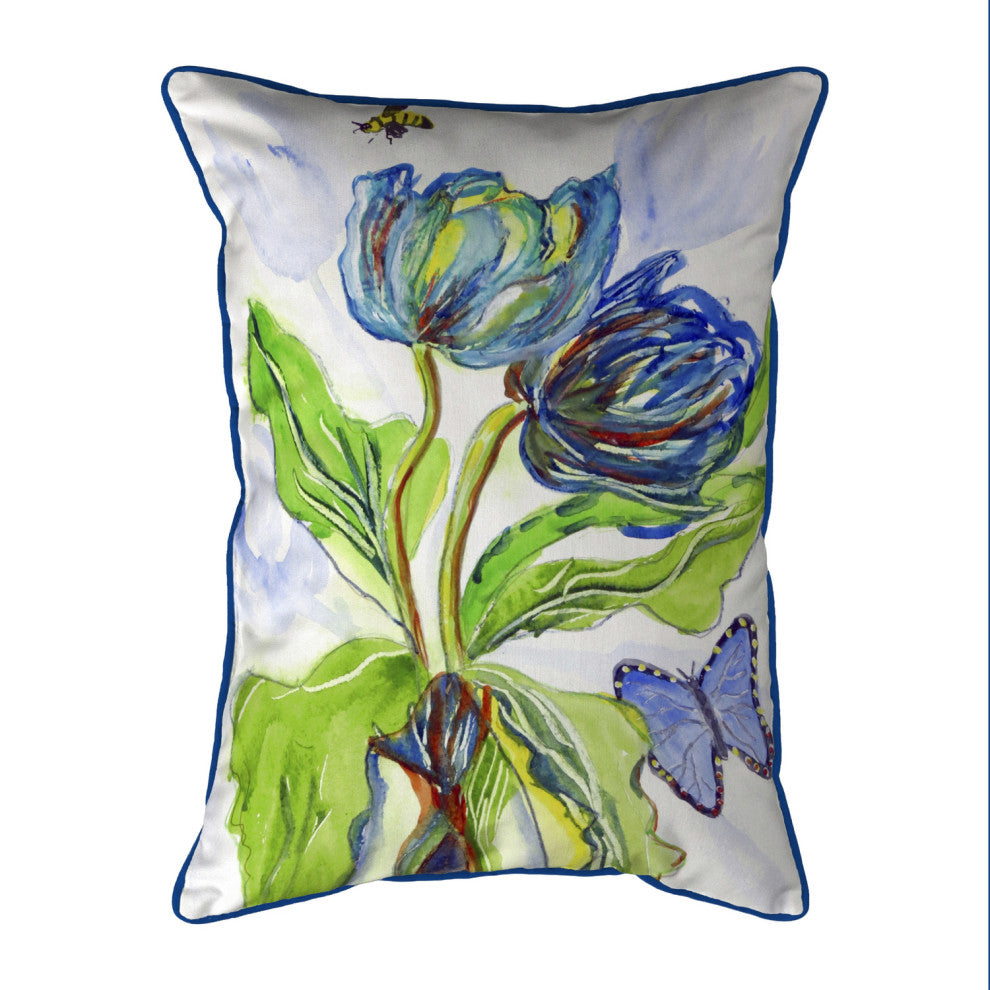 Tulips & Morpho Large Indoor/Outdoor Pillow 16x20