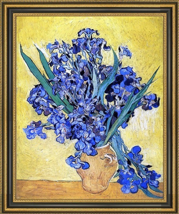 Vincent Van Gogh A Still Life with Irises Framed Premium Canvas Print, 20"x25"
