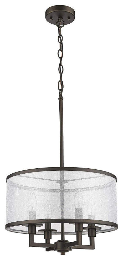 VALENTINA Transitional 4 Light  Rubbed Bronze Ceiling Pendant 16inches Wide