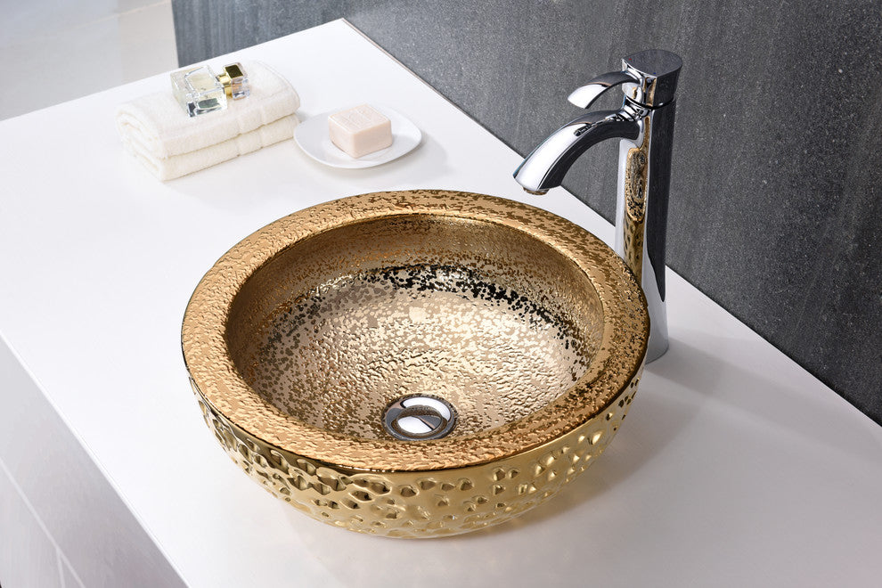 Regalia Series Vessel Sink, Speckled Gold