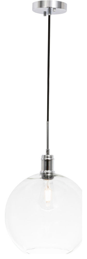 Living District Emett 1-Light Metal Pendant in Chrome and Clear Glass Finish