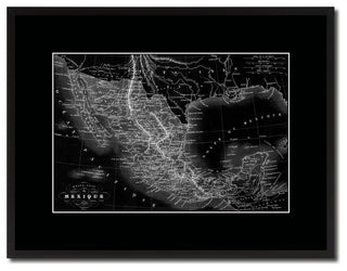 Mexico Vintage Monochrome Map Canvas, 16"x21"