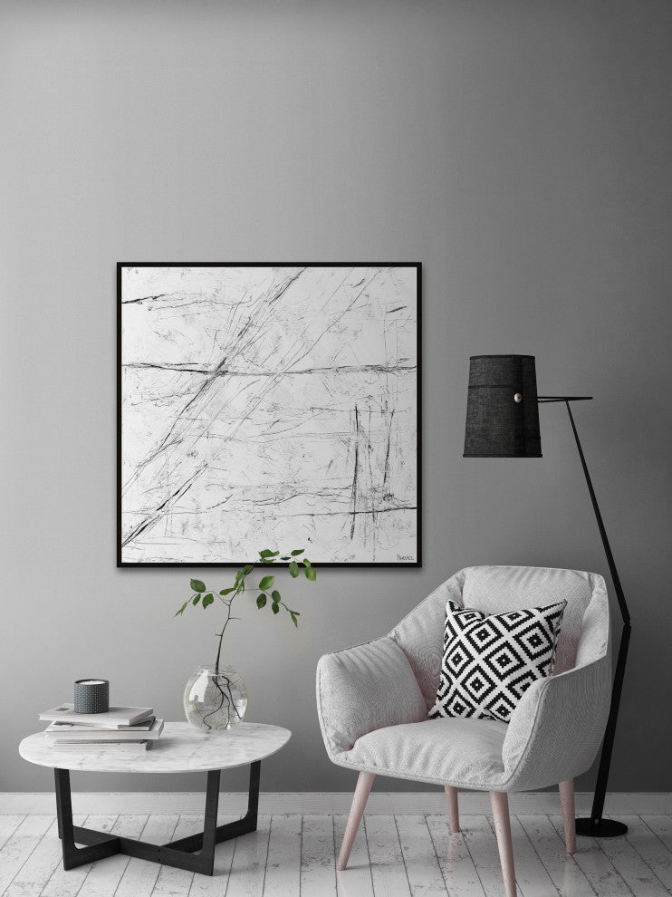 "Total Chaos" Floater Framed Painting Print on Canvas, 16x16