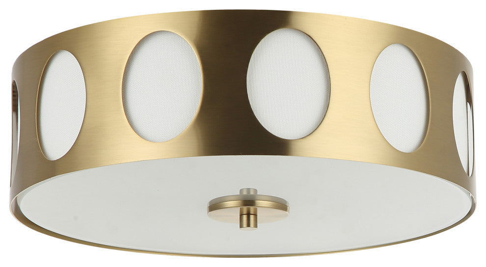 Modern Gold Flush Mount Ceiling Light with Hollow Shade,3-light