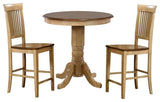 3-Piece 36" Round Pub Table Set With Fancy Slat Stools, Counter Height Dining