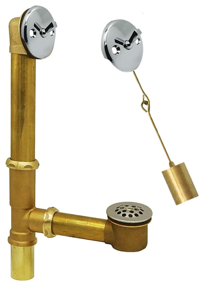 Bathtub Shower Drain Brass Tubing, Trip Lever Overflow Assembly, Gun Black