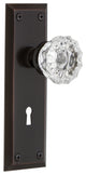 New York Plate Passage Crystal Glass Knob, Timeless Bronze