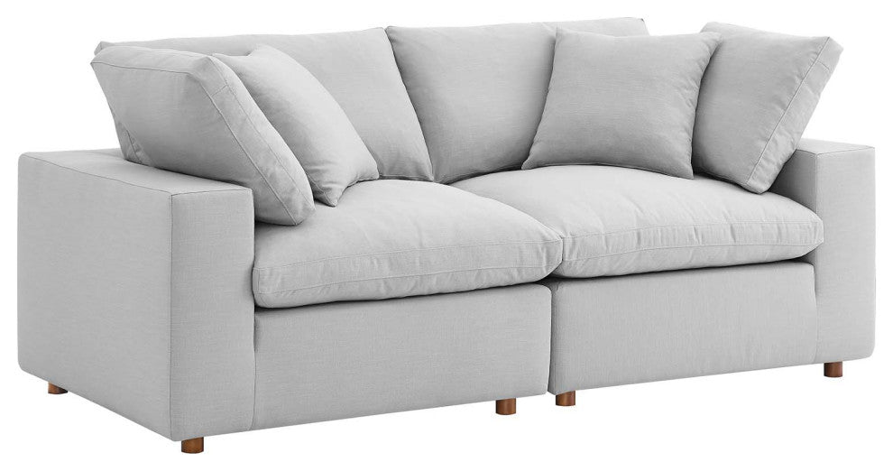 Commix Down Filled Overstuffed 2-Piece Sectional Sofa Set, Light Gray