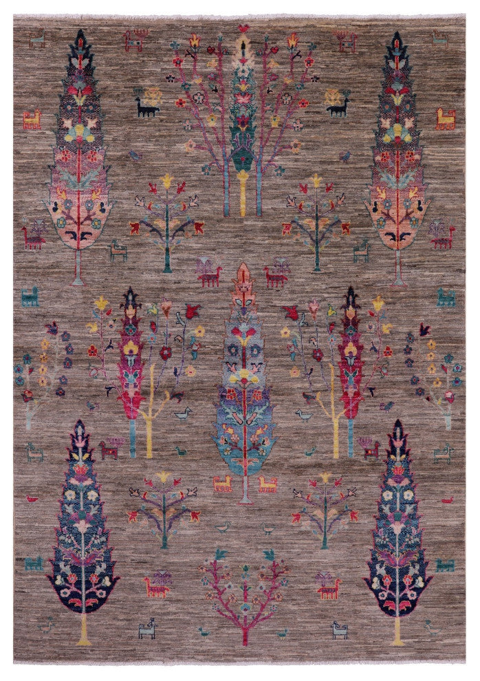 5' 7" X 7' 10" Hand Knotted Tribal Persian Gabbeh Rug Q9971