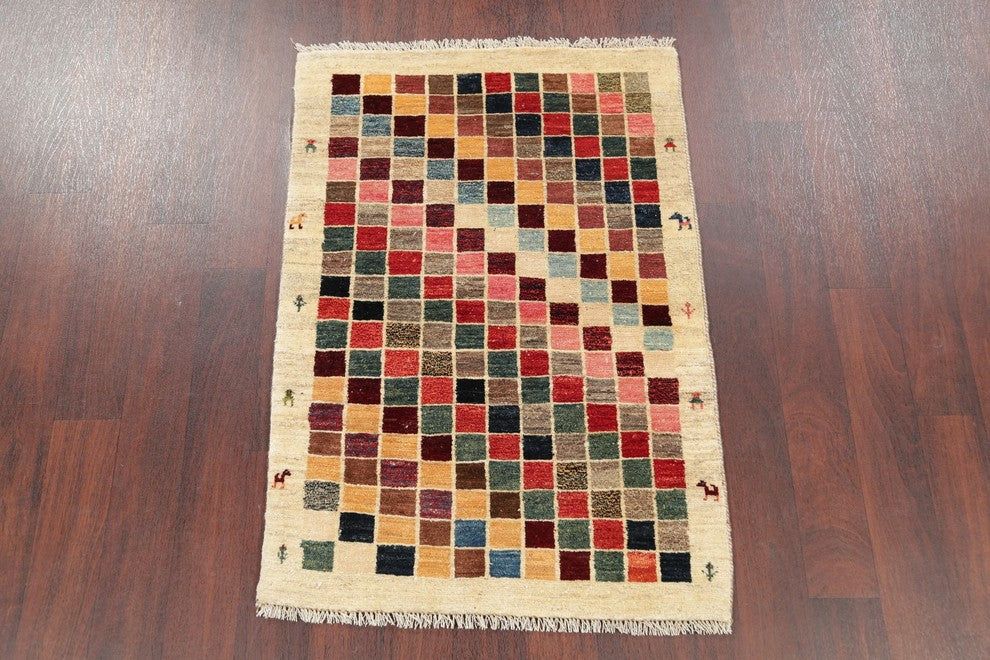 Consigned, Hand-Knotted Traditional Persian Gabbeh Oriental Area Rug, 4'0"X2'10"