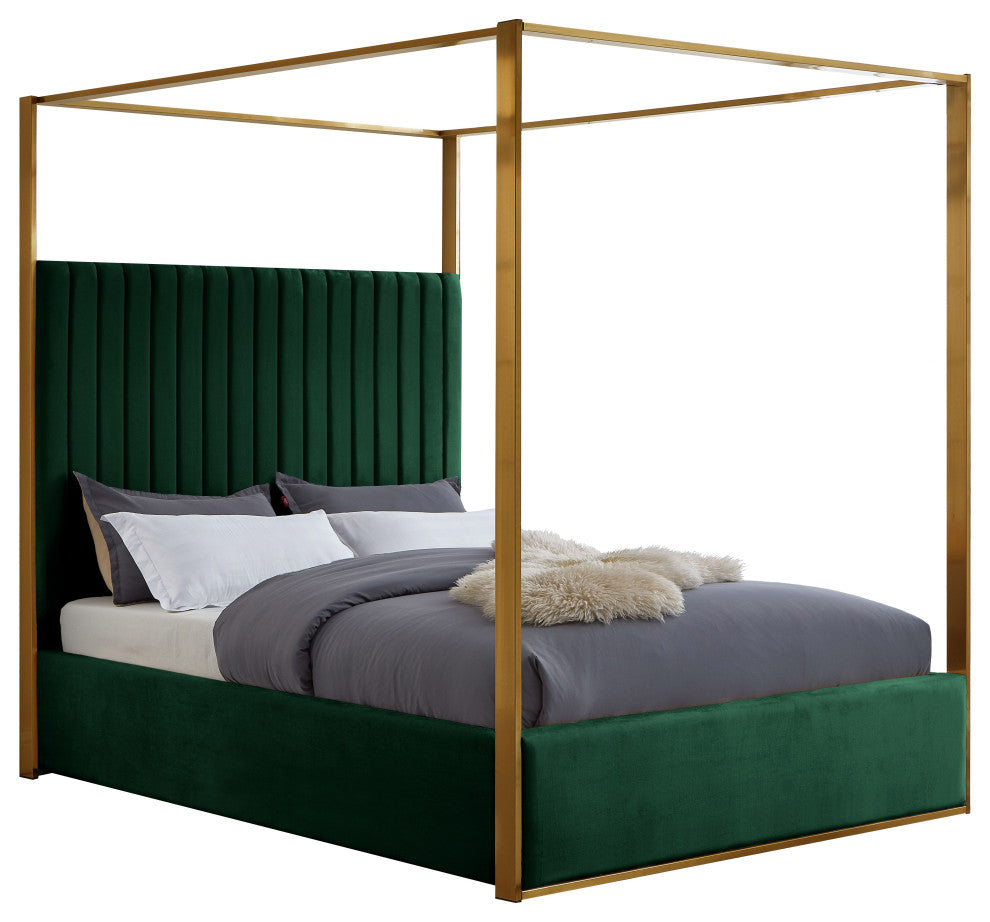 Jones Upholstered Bed, Green, King, Velvet