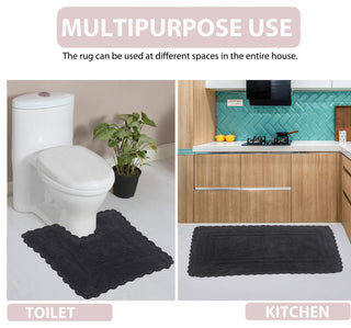 Casual Elegance Reversible Bath Rugs Set, 17x24 Rectangle, Gray