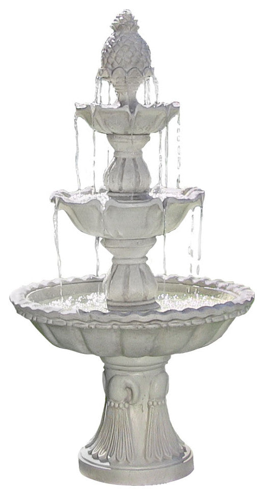 Sunnydaze Welcome 3-Tier Outdoor Garden Water Fountain, Electric, 59"