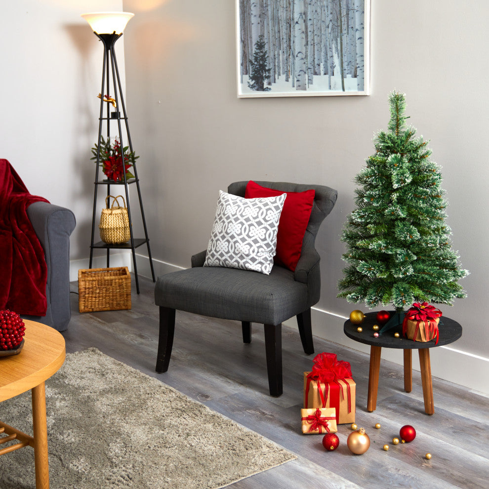 3' Wisconsin Slim Snow Tip Pine Faux Christmas Tree With 50 Clear LED Lights