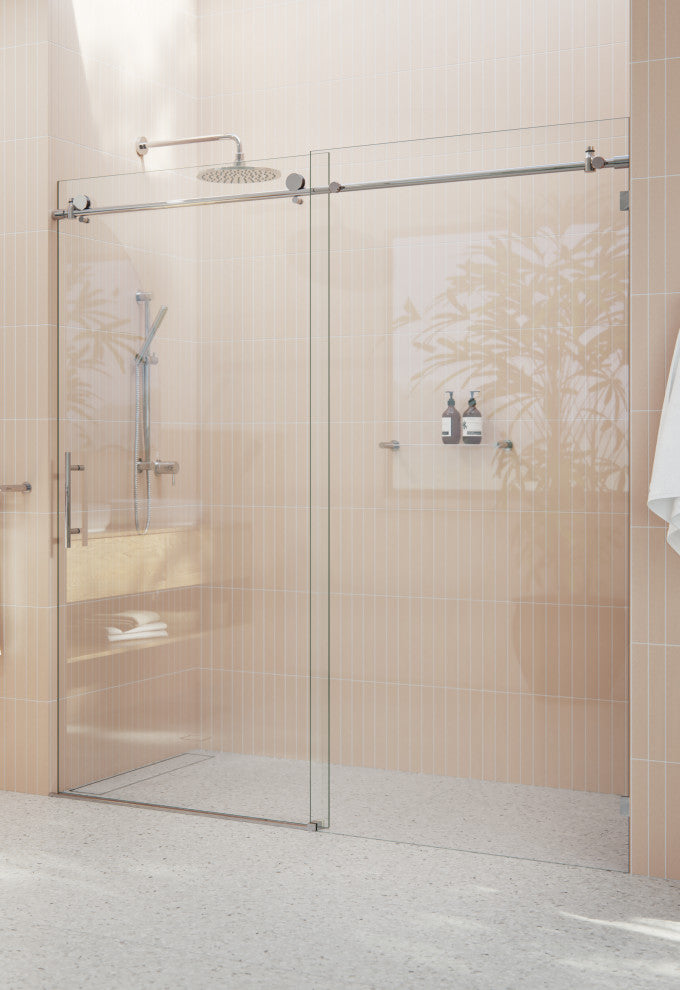 68-72"x78" Frameless Sliding Shower Door, Polished Chrome