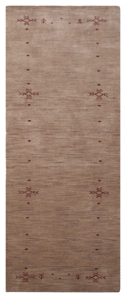Hand Knotted Loom Wool Area Rug Contemporary, Light Brown, [Runner] 2'8''x8'