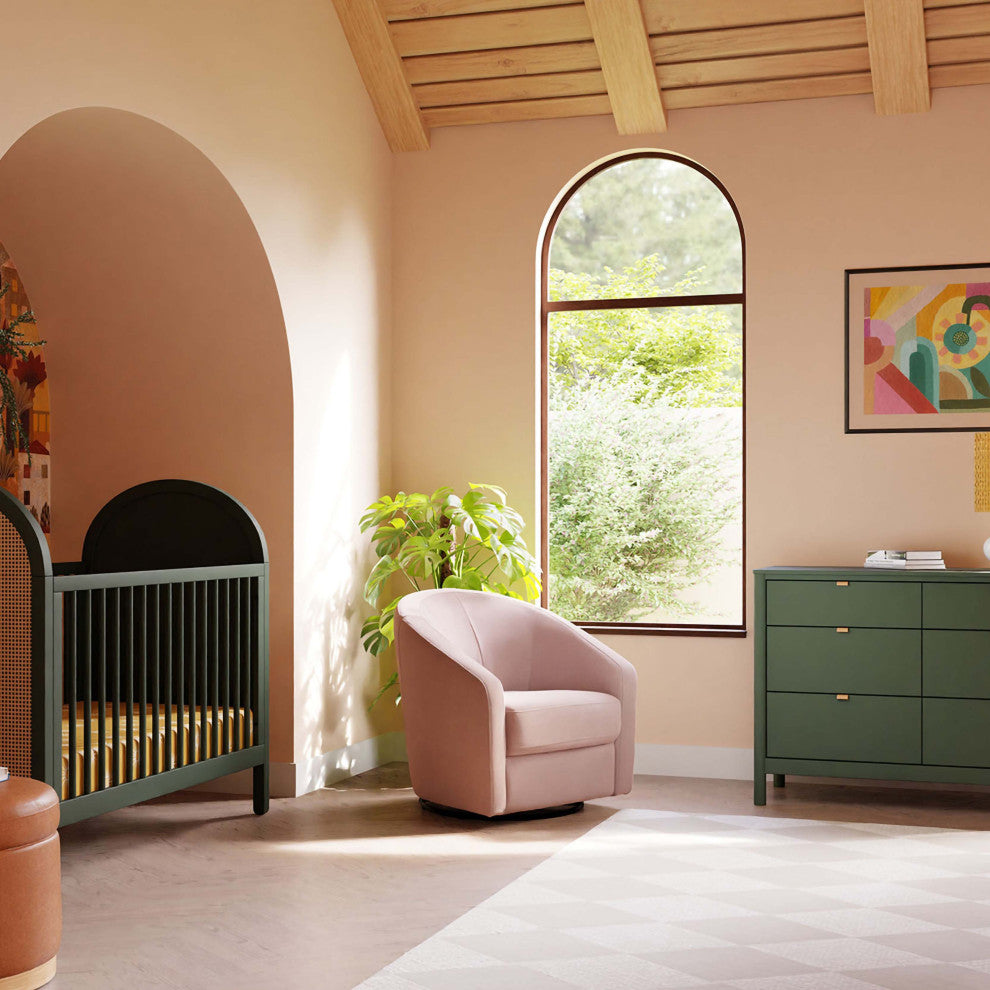 Madison Swivel Glider, Blush Pink Velvet