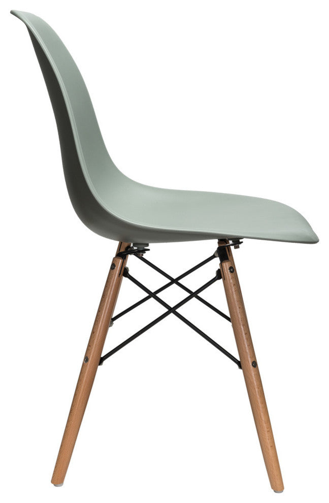 Nature Series DSW Molded Dining Chair, Beech Wood Eiffel Legs, Moss Gray