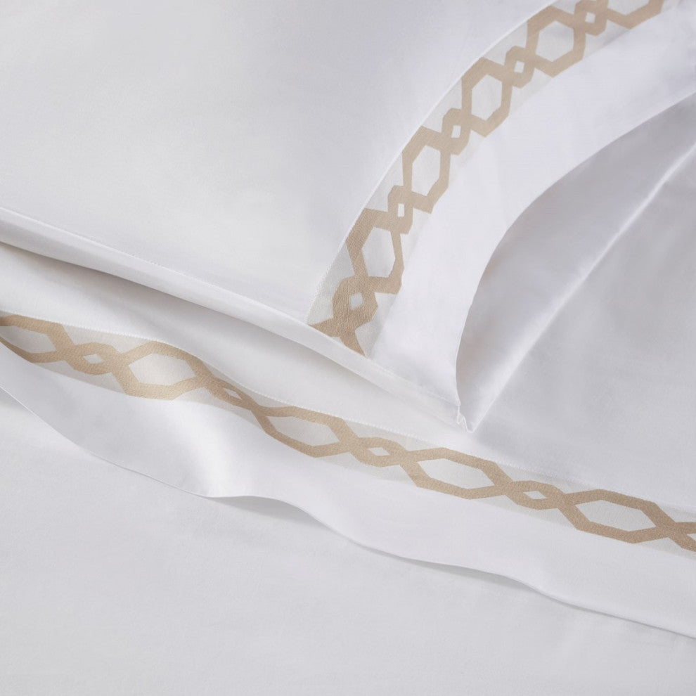 Croscill Signature Hem Sateen Weave 300TC Cotton Sheet Set, Taupe, Cal King