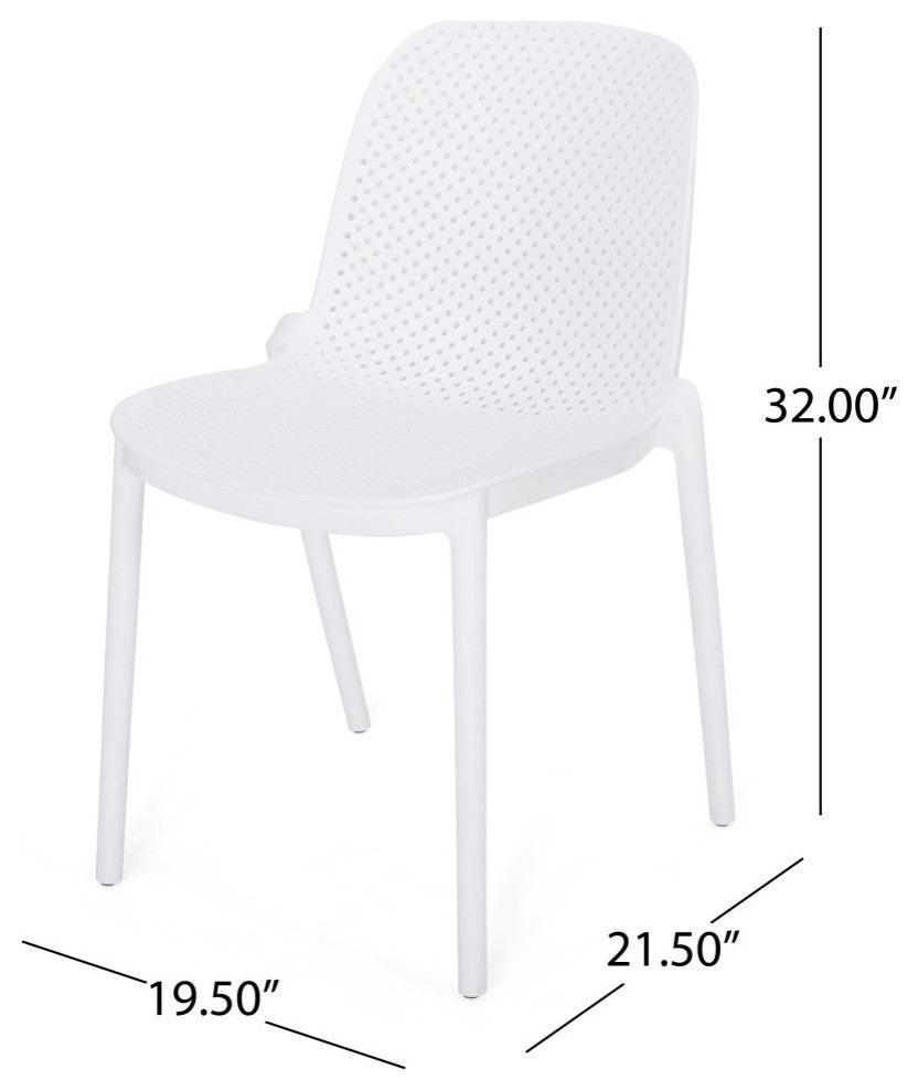 Tafton Outdoor Stacking Dining Chair, Set of 2, White