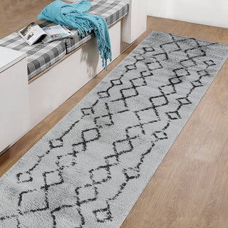 Aspen Shag Polypropylene Area Rug, Gray/Black, 2'2" X 10'