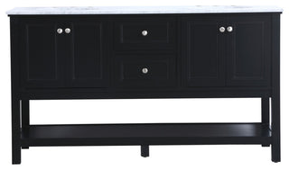 Home Living 60" Double Sink Bathroom Vanity Set, Black