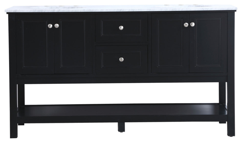 Home Living 60" Double Sink Bathroom Vanity Set, Black