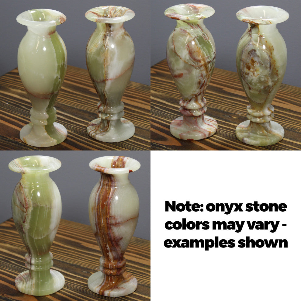 Natural Geo Decorative Handcrafted 8" Onyx Vase, Set of 2