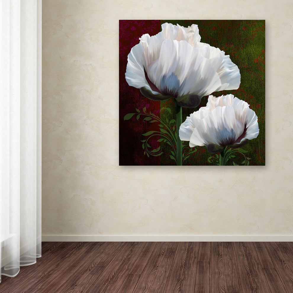 Tina Lavoie 'Coquelicots En Vert' Canvas Art, 14" x 14"