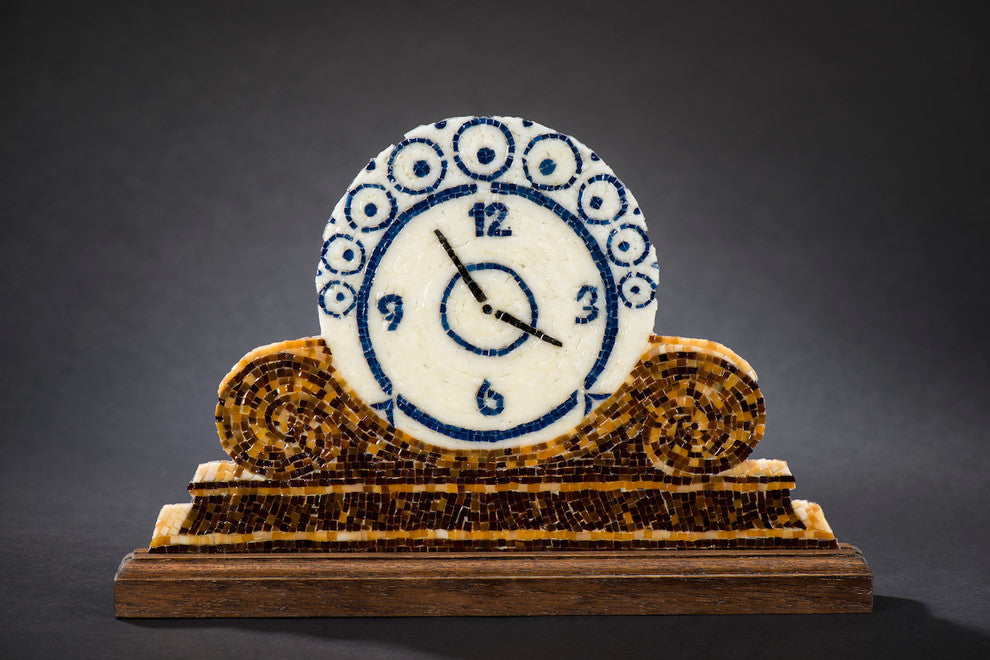 Deco Mantel Clock Stained Glass Mosaic