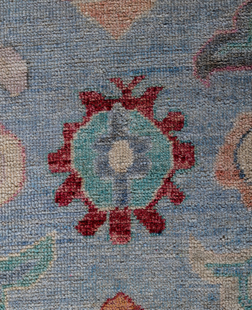 Oushak One-of-a-Kind Hand-Knotted Area Rug Light Blue, 8'0" x 9'9"
