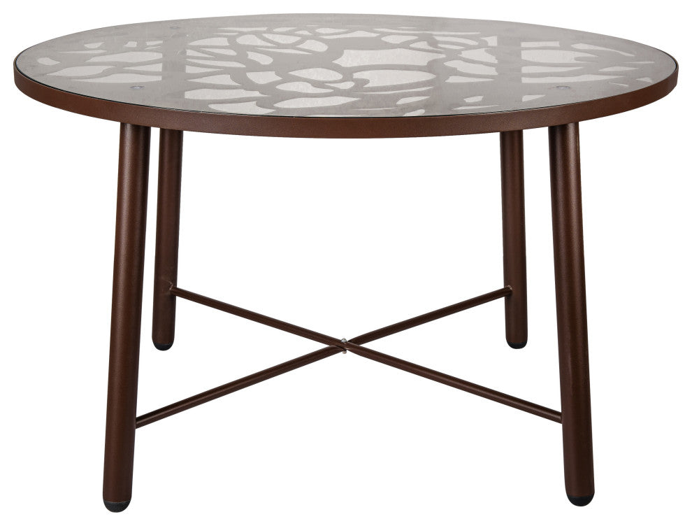 Leisuremod Devon 7-Piece Aluminum Dining Set With Table and 6 Armchairs, Brown
