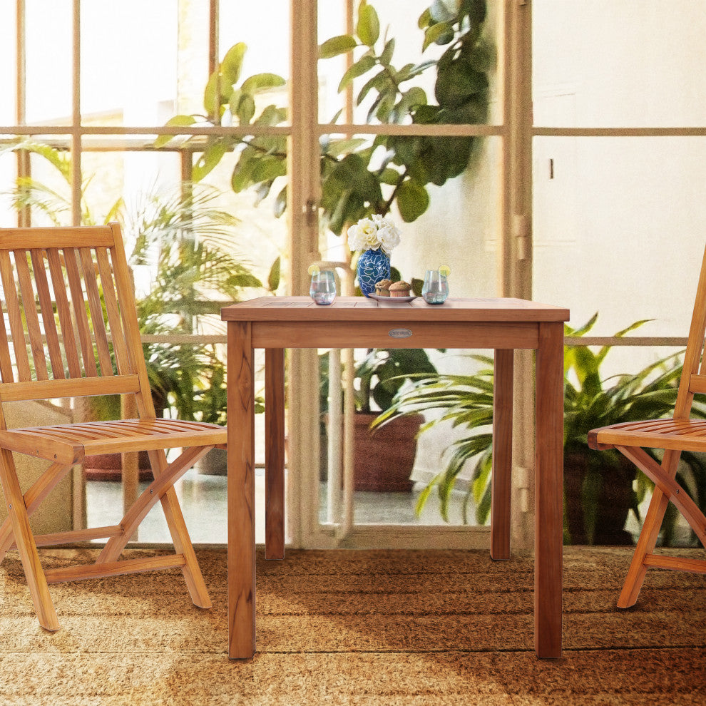 Teak Wood Florence Outdoor Patio Bistro Table, 35"