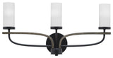 Monterey 3-Light Bath Bar, Matte Black & Painted Distressed, White Marble