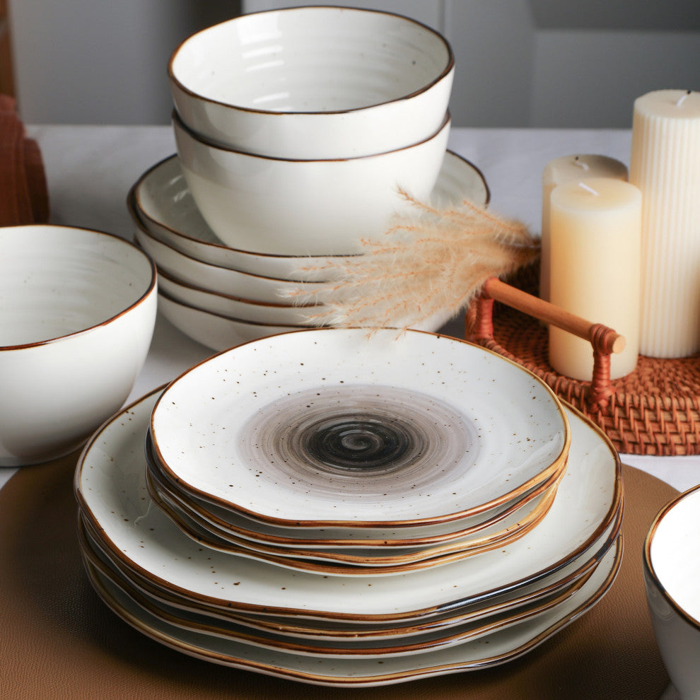 Christian Siriano Luma Porcelain 32 Piece Dinnerware Set, Black