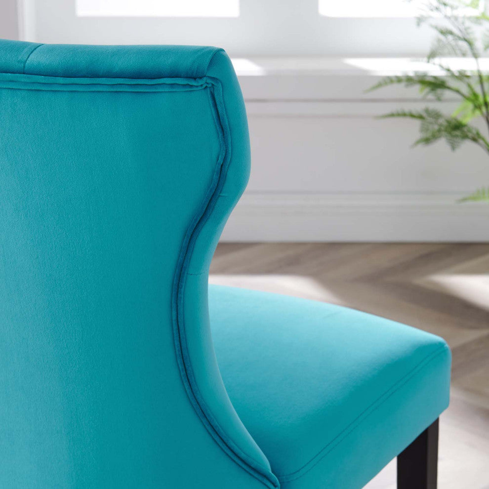 Side Dining Chair, Set of 2, Blue, Velvet, Modern, Cafe Bistro Hospitality