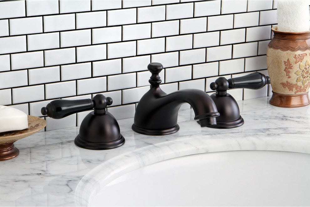 Kingston Brass Widespread Bathroom Faucet With Brass Pop-Up, Oil Rubbed Bronze