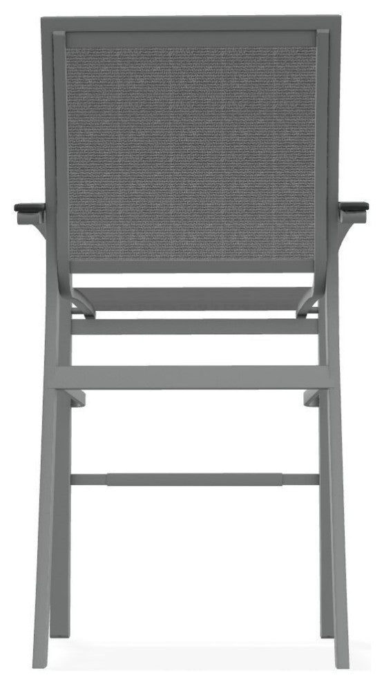 Bazza Sling Bar Height Stackable Outdoor Stool, Titanium/Graphite